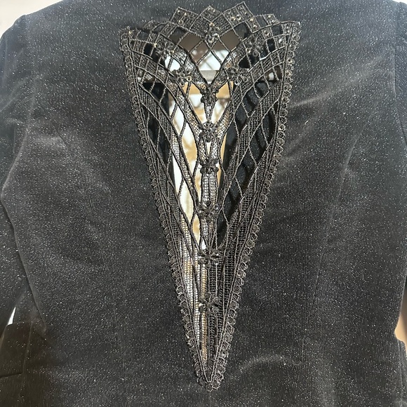 Sold.  Bisou Bisou Black Blazer with Elegant Beaded Detailing - Picture 10 of 14